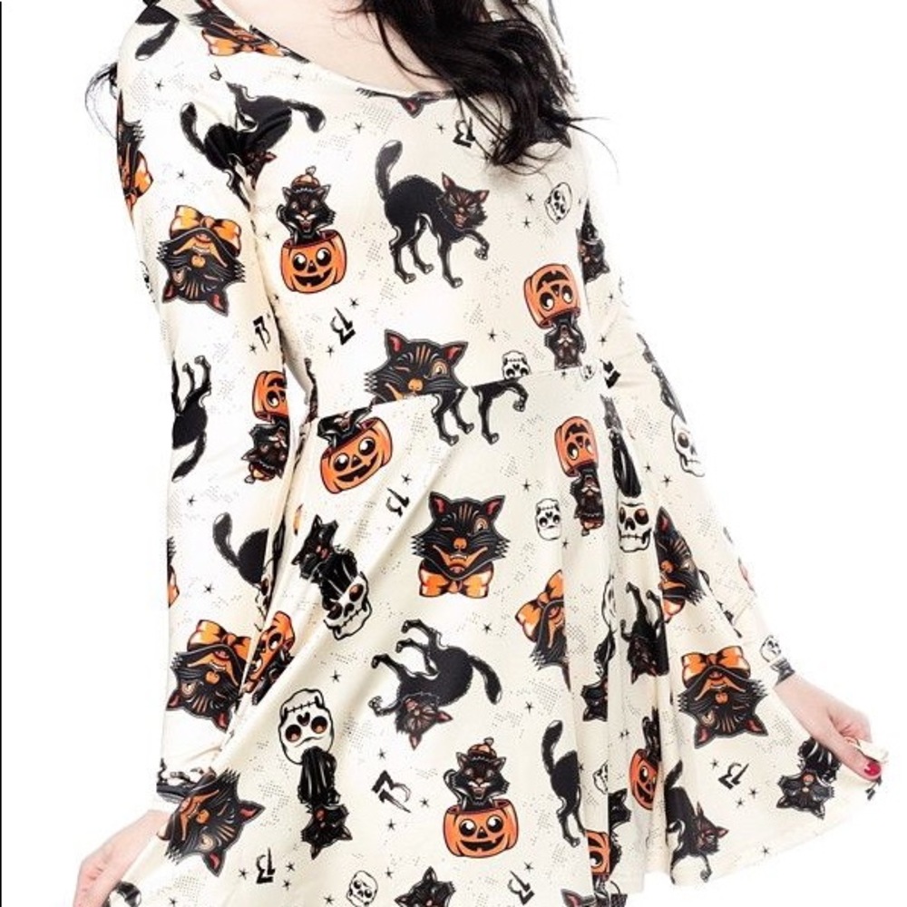 Sourpuss Halloween Black Cats Skater Dress